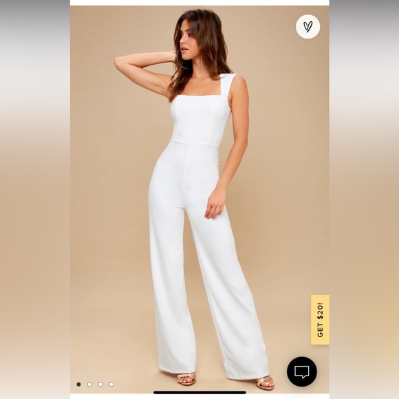 Lulu's Pants & Jumpsuits Lulus Enticing Endeavors White Jumpsuit
